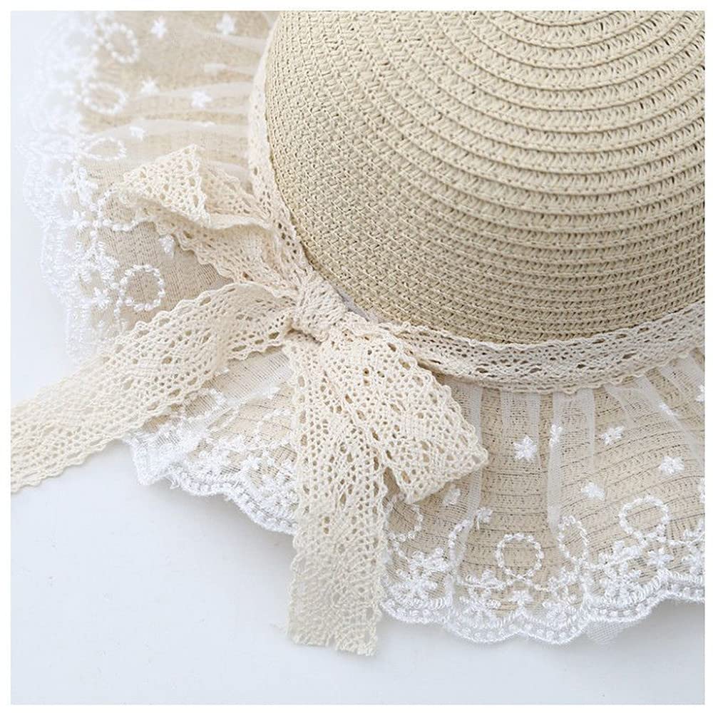 Little Girl Kids Breathable Summer Straw Hat Foldable UV Protection Bowknot Wide Brim Floppy Beach Sun Visor Hats - Image 6