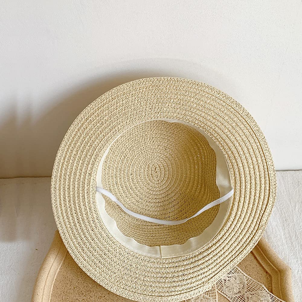 Little Girl Kids Breathable Summer Straw Hat Foldable UV Protection Bowknot Wide Brim Floppy Beach Sun Visor Hats - Image 4